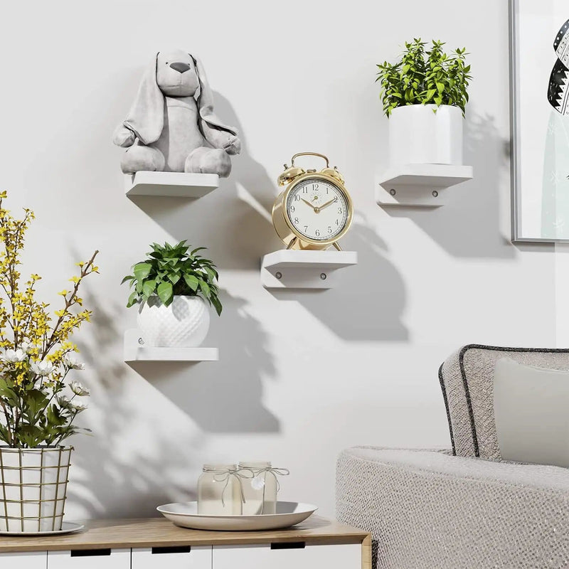 Mini Floating Shelves Wall Mounted Set of 4 White – view 3