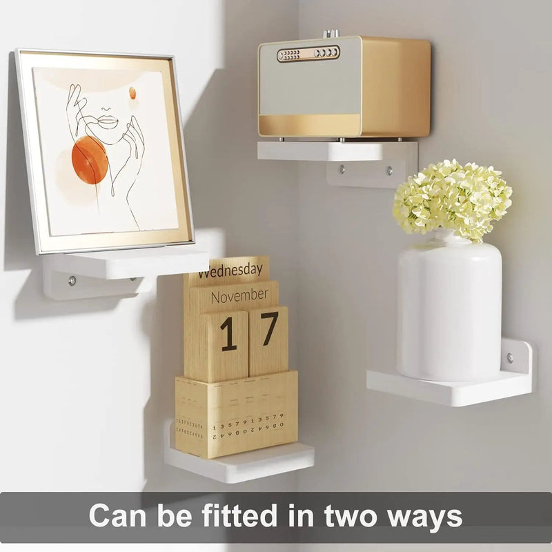 Mini Floating Shelves Wall Mounted Set of 4 White – view 5