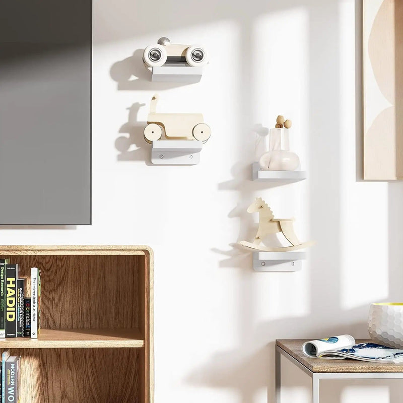 Mini Floating Shelves Wall Mounted Set of 4 White – view 6