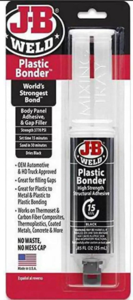 Racing Pro NZ Ltd JB Weld Black Plastic Bonder Urethane Adhesive Syringe Mixer 25ml - 50139 JB Weld Black Plastic Bonder Urethane Adhesive Syringe Mixer 25ml - 50139