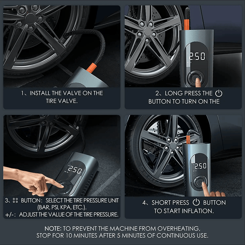 Cordless Tyre Inflator Portable Air Compressor – view 2