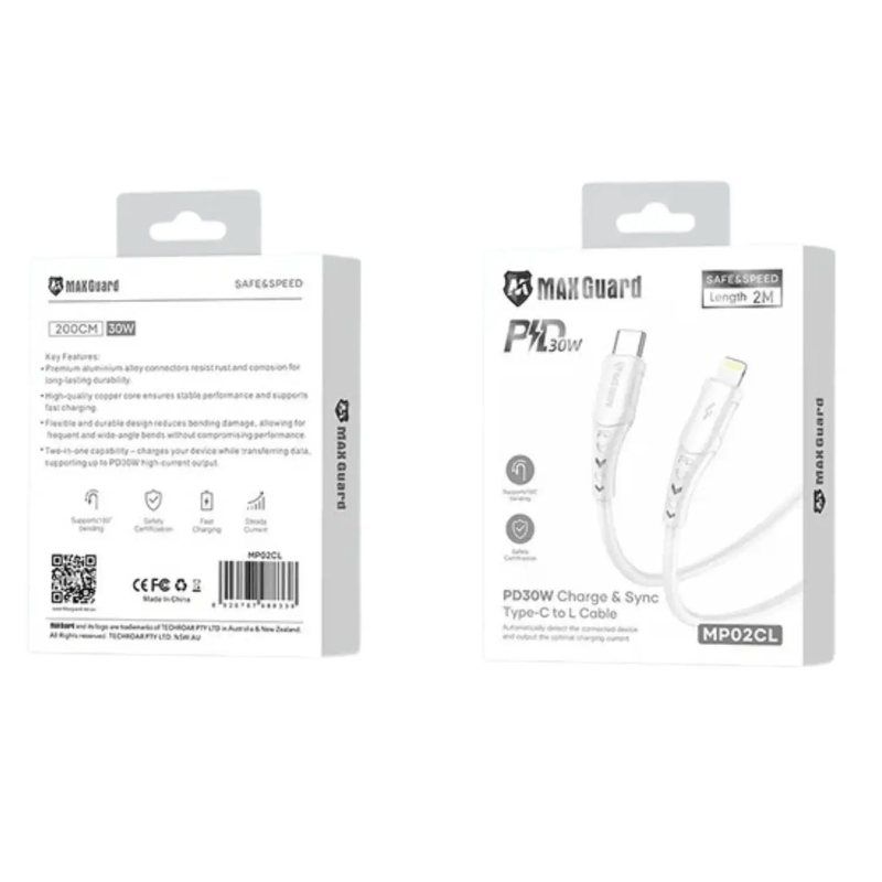 9eight5 Accessories Maxguard 2m 30W Type-C to Lightning Cable MP02CL MaxGuard 2M PD 30W USB C To Lightning Cable MP02CL