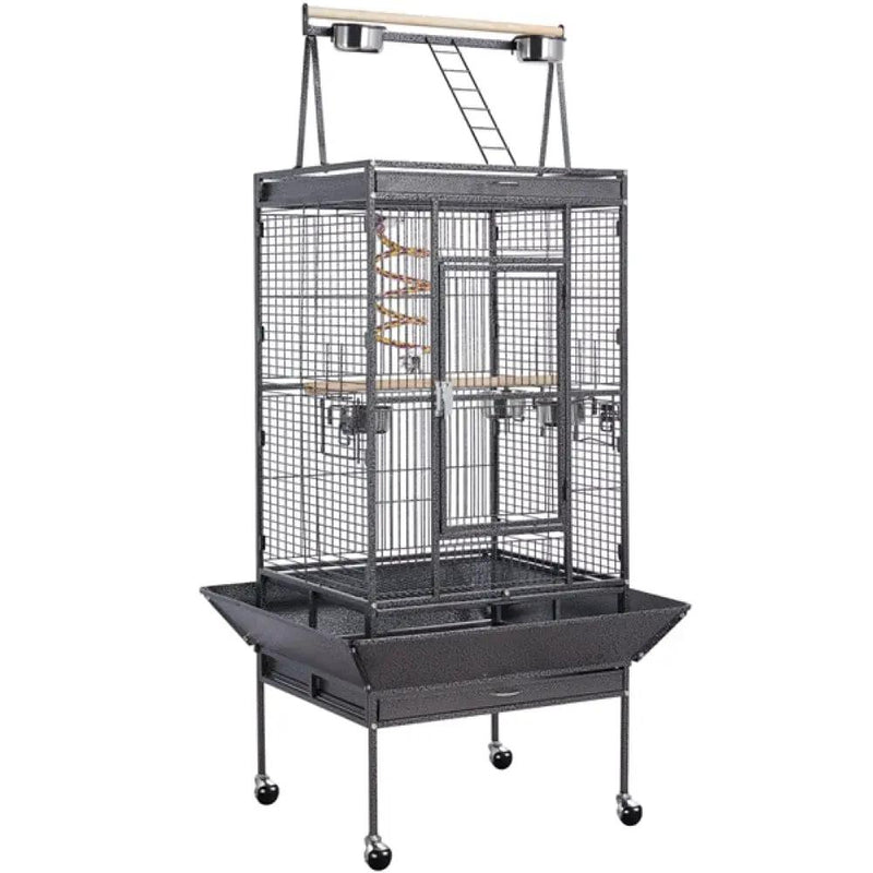 Yaheetech H68.5'' Play Top Parrot Cage Metal Rolling Bird Cage H68.5'' Play Top Parrot Cage Metal Rolling Bird Cage