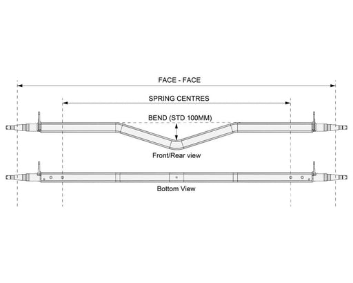 Trojan Gull Wing Axle Disc Braked 1500kg Galvanised for Leaf Spring Trailers Heavy Duty Corrosion Resistant – view 2