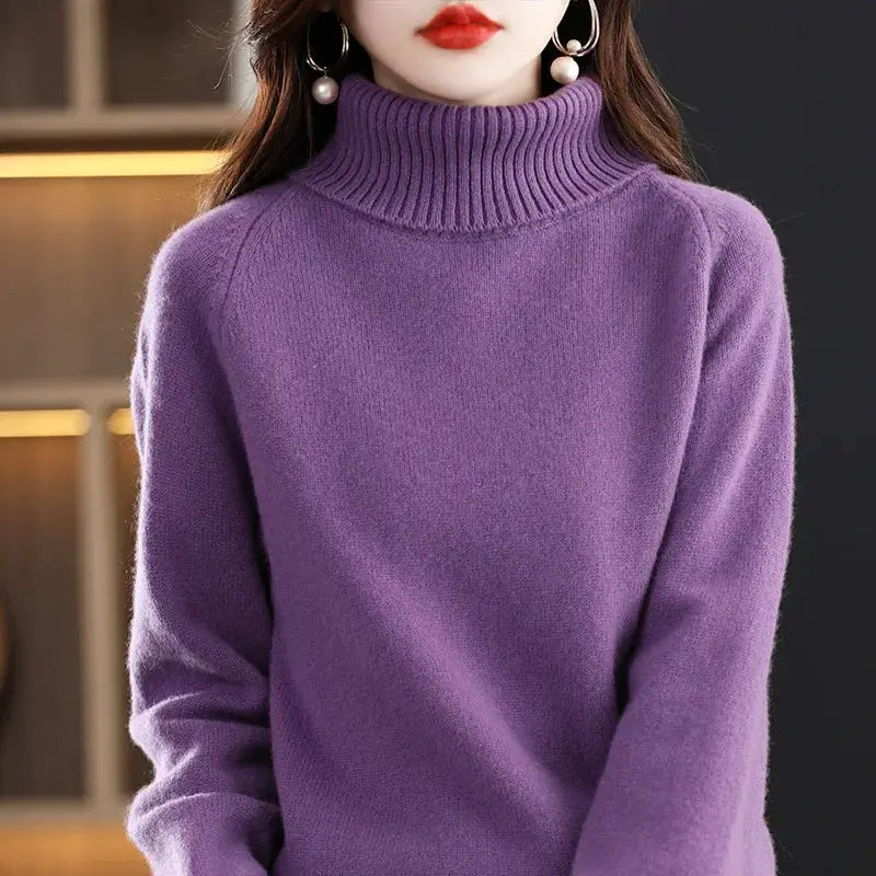 Women's 100% Merino Wool High Neck Sweater Top – view 23