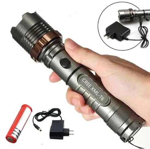 T6 LED Tactical Flashlight - Adjustable Focus Rechargeable Torch with 5 Modes – view 2