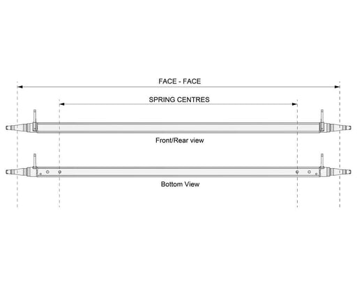 Straight Beam Axle Trojan Tophat Disc Heavy Duty 1750kg Galvanised for Leaf Spring Trailers – view 2