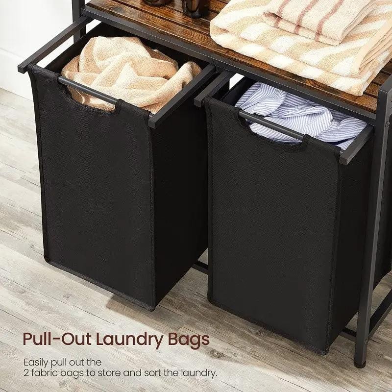 The Shopsite HOME-LIVING VASAGLE Laundry Basket Rack with Shelf VASAGLE Laundry Basket Rack with Shelf