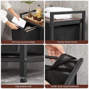 The Shopsite HOME-LIVING VASAGLE Laundry Basket Rack with Shelf VASAGLE Laundry Basket Rack with Shelf