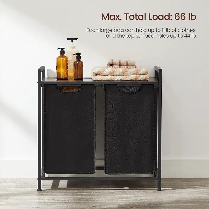 The Shopsite HOME-LIVING VASAGLE Laundry Basket Rack with Shelf VASAGLE Laundry Basket Rack with Shelf