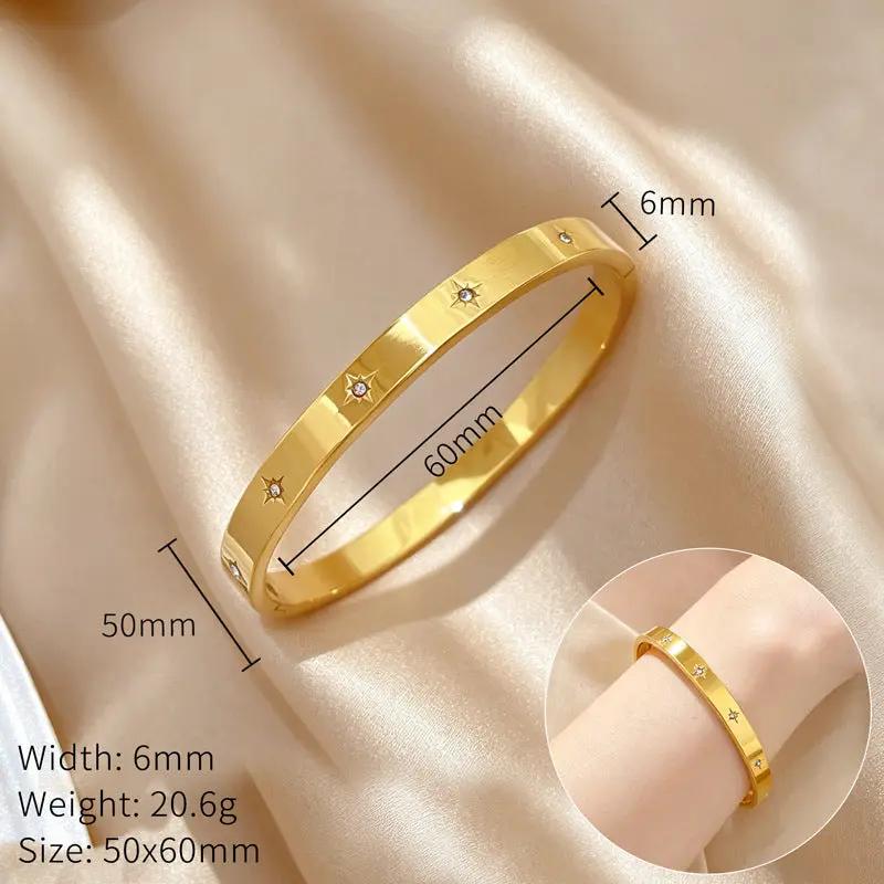 Poppy Gifts Jewellery Celestial Star Gold Crystal Bangle Bracelet Celestial Star Gold Crystal Bangle Bracelet