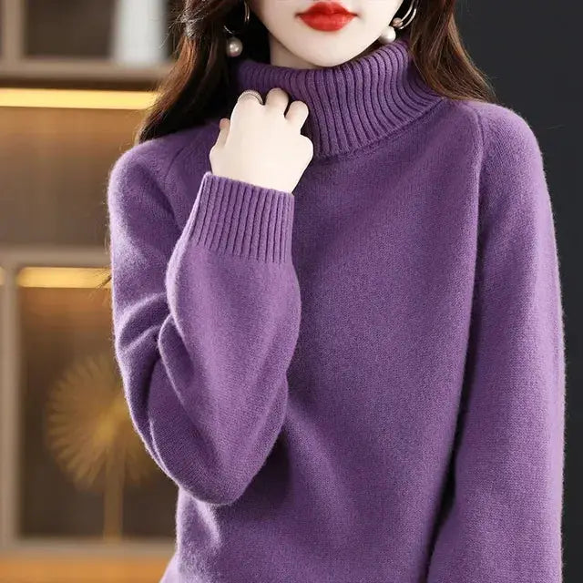 Women's 100% Merino Wool High Neck Sweater Top – view 36