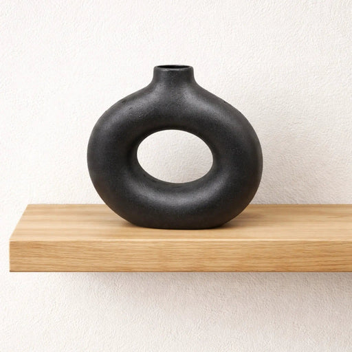 Nest & Stem Homewares Ceramic Vase Frankly Cotton Black Sculptural Donut Vase Frankly Cotton Black Sculptural Donut Vase