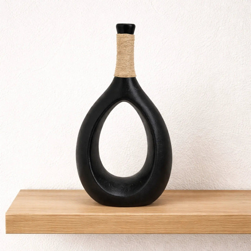 Nest & Stem Homewares Ceramic Vase Frankly Cotton Black Teardrop Sculptural Vase Frankly Cotton Black Teardrop Sculptural Vase