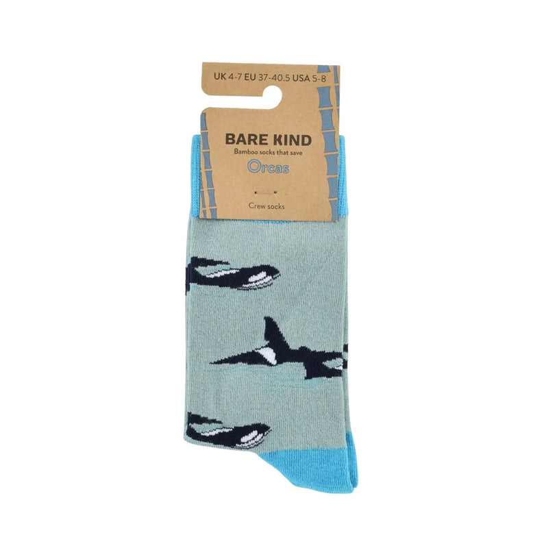 Barekind NZ Original Crew Cut Socks Save the Blue Orca Bamboo Socks Save the Blue Orca Bamboo Socks