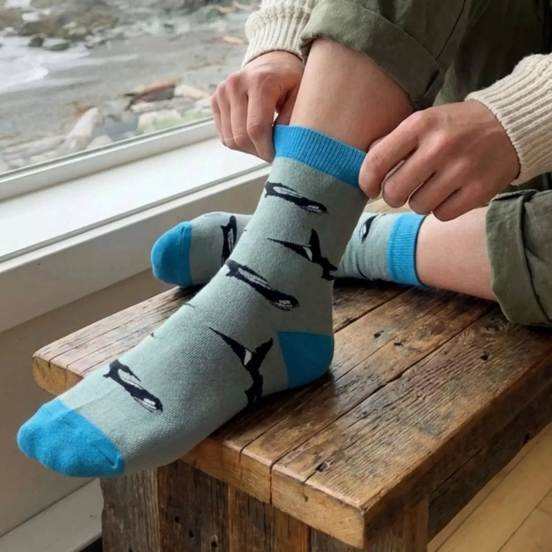 Barekind NZ Original Crew Cut Socks Save the Blue Orca Bamboo Socks Save the Blue Orca Bamboo Socks