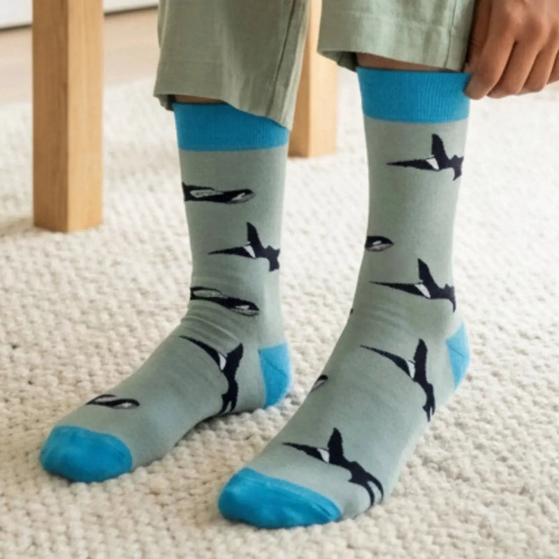 Barekind NZ Original Crew Cut Socks Save the Blue Orca Bamboo Socks Save the Blue Orca Bamboo Socks