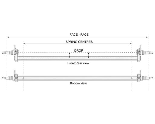 Drop Beam Axle 1750kg Disc Braked Galvanised Trojan For Leaf Spring Trailers Heavy Duty Use – view 2