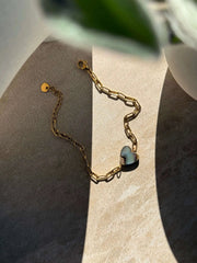 Tahana Jewellery Bracelet Pāua Gold Heart Bracelet Pāua Gold Heart Bracelet
