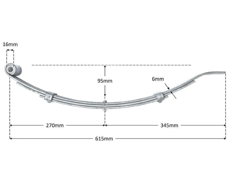 Trojan 3-Leaf Low Slipper Spring 750kg 50mm Light-Duty – view 2
