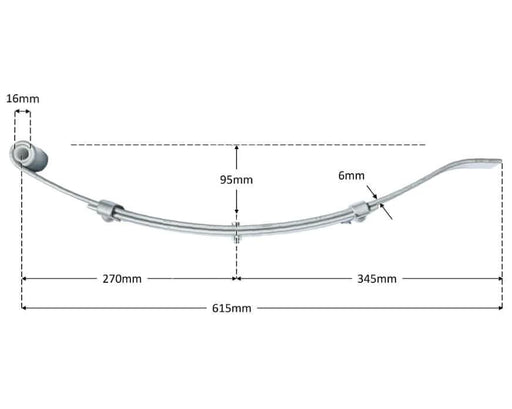 Trojan 2-Leaf Low Slipper Spring 500kg 50mm Wide Pair Durable Dacromet Coated for Trailers and Light Trucks – view 2