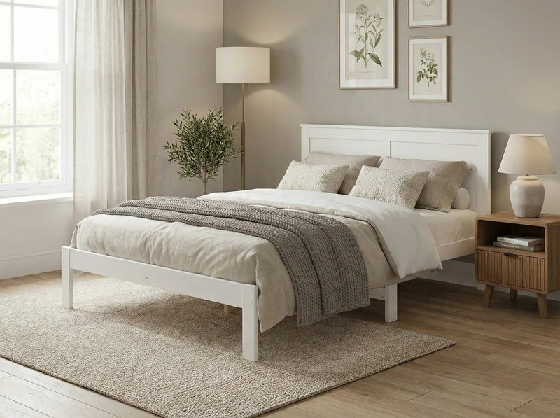 sue-e furniture Bed frames & bases 'Metro' Solid Pine Bed Frame White Queen 'Metro' Solid Pine Bed Frame White Queen