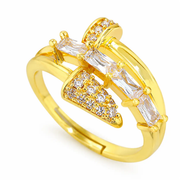 Poppy Gifts Jewellery Celestia Arrow Gold Crystal Crossover Adjustable Ring Celestia Arrow Gold Crystal Crossover Adjustable Ring