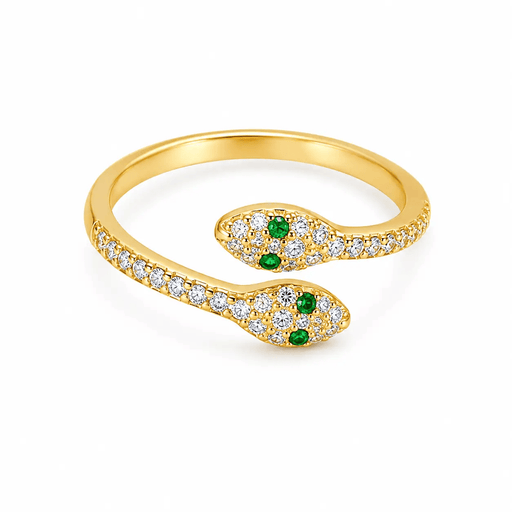 Poppy Gifts Jewellery Serpentine Emerald Gold Crystal Adjustable Ring Serpentine Emerald Gold Crystal Adjustable Ring
