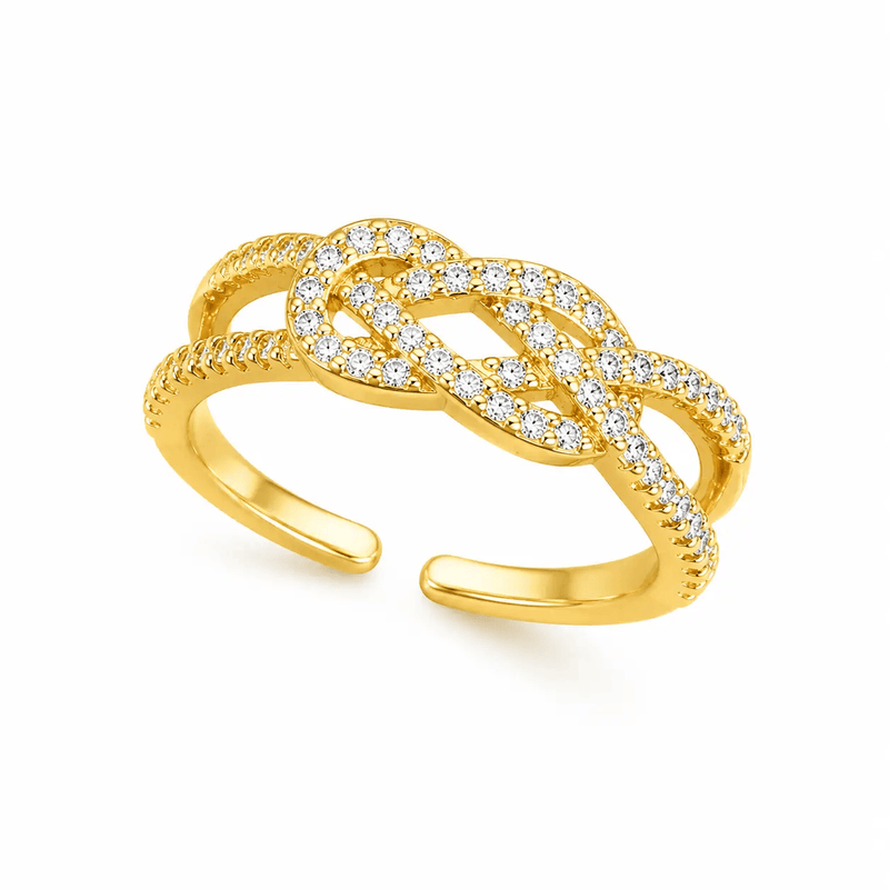 Poppy Gifts Jewellery Eternal Knot Gold Crystal Adjustable Ring Eternal Knot Gold Crystal Adjustable Ring