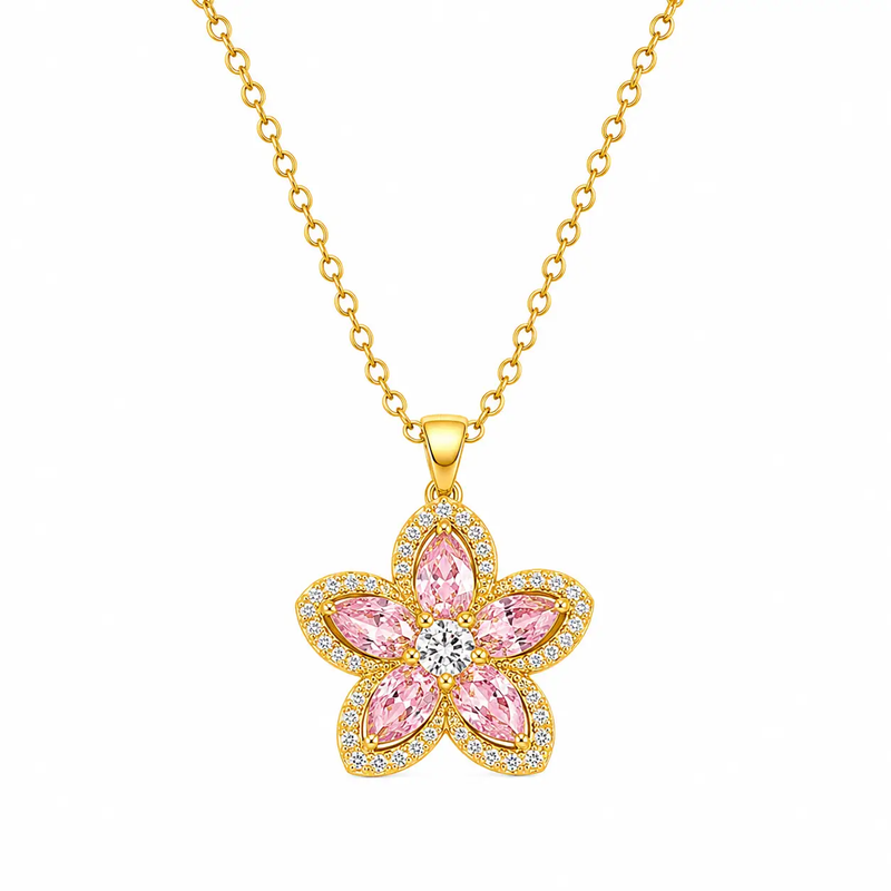 Poppy Gifts Jewellery Sakura Bloom Gold Crystal Necklace Sakura Bloom Gold Crystal Necklace