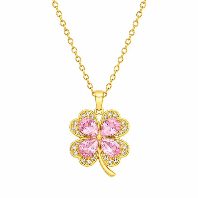 Poppy Gifts Jewellery Sakura Clover Gold Crystal Necklace Sakura Clover Gold Crystal Necklace
