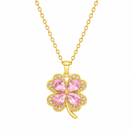 Poppy Gifts Jewellery Sakura Clover Gold Crystal Necklace Sakura Clover Gold Crystal Necklace