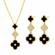 Poppy Gifts Jewellery Midnight Clover Gold Necklace & Earrings Set Midnight Clover Gold Necklace & Earrings Set