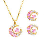 Poppy Gifts Jewellery Pink Celestia Gold Crystal Necklace & Earrings Set Pink Celestia Gold Crystal Necklace & Earrings Set