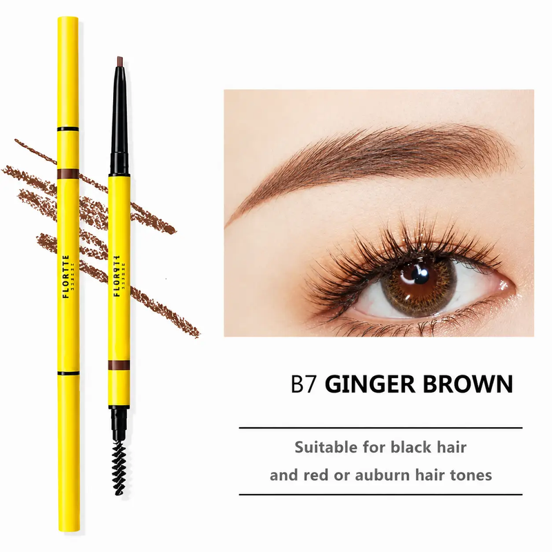 Poppy Gifts makeup FLORTTE Rotating Double-Ended Eyebrow Pencil with Brush FLORTTE Rotating Double-Ended Eyebrow Pencil with Brush