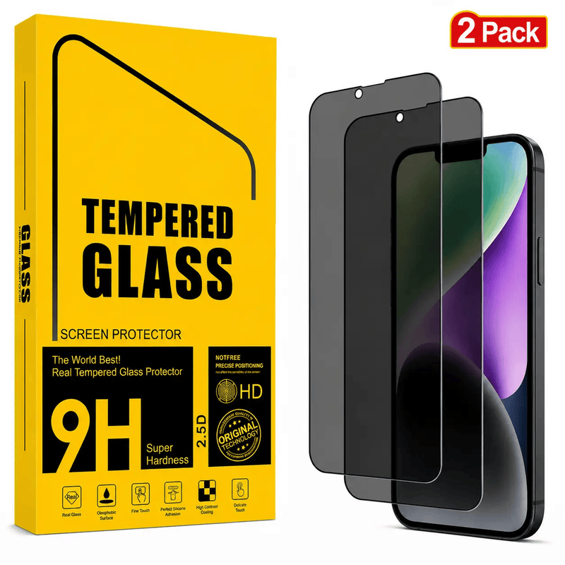 techplus IPhone 13 Privacy Tempered Glass Screen Protector 2 Pack IPhone 13 Privacy Tempered Glass Screen Protector