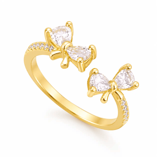 Poppy Gifts Jewellery Celestia Bow Gold Crystal Adjustable Ring Celestia Bow Gold Crystal Adjustable Ring