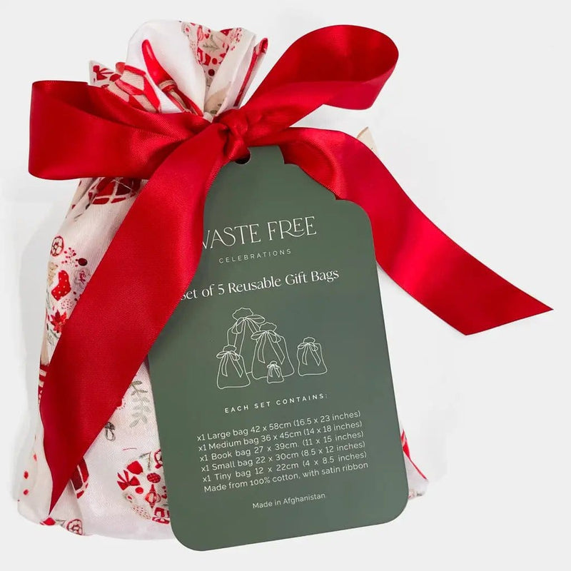 Waste Free Celebrations Fabric Gift Bags Christmas Baubles (Reusable Gift Bag Set) Christmas Baubles (Reusable Gift Bag Set)