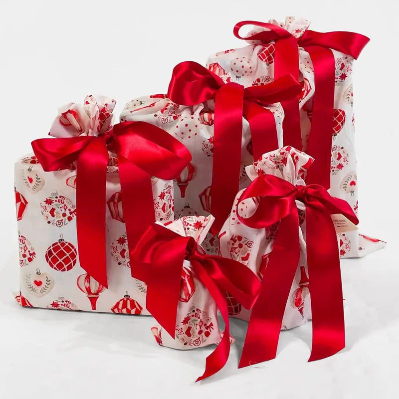 Waste Free Celebrations Fabric Gift Bags Christmas Baubles (Reusable Gift Bag Set) Christmas Baubles (Reusable Gift Bag Set)
