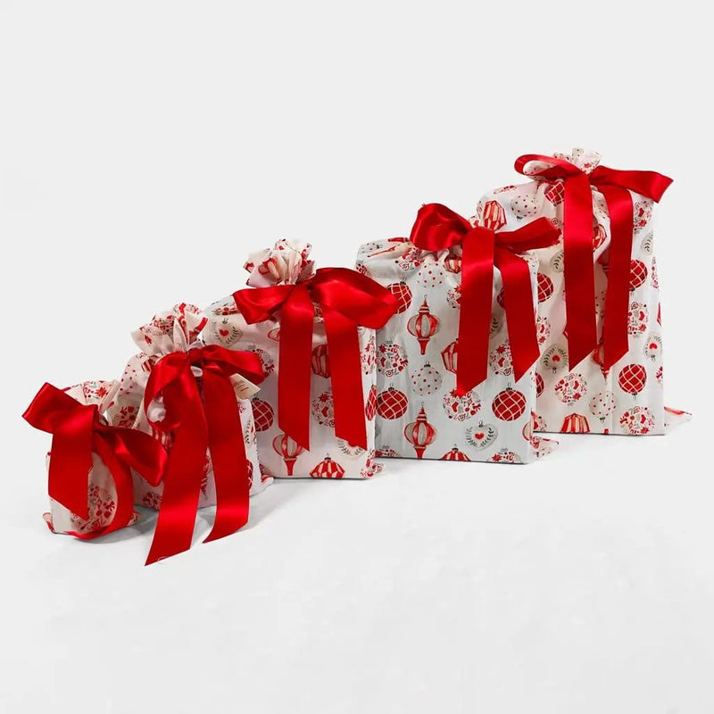 Waste Free Celebrations Fabric Gift Bags Christmas Baubles (Reusable Gift Bag Set) Christmas Baubles (Reusable Gift Bag Set)