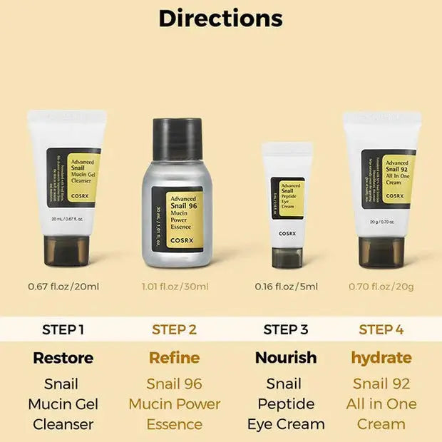 Poppy Gifts Skin Care COSRX All About Snail Kit (4-Step Travel Set) COSRX All About Snail Kit (4-Step Travel Set)