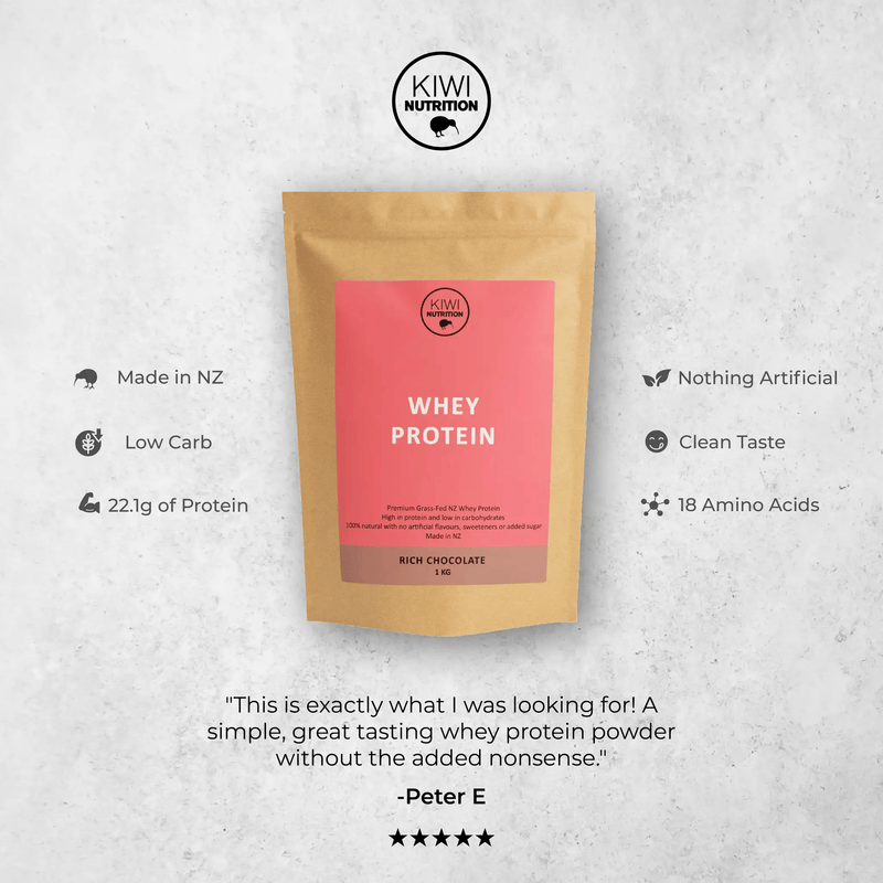 Kiwi Nutrition Whey Protein Concentrate Whey Protein Powder - Chocolate 1kg Whey Protein Powder - Chocolate 1kg | NZ