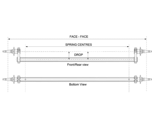 Trojan Drop Beam Axle 10 Drum 1750kg Bare Metal Lower Deck Height For Stable Leaf Spring Trailers – view 2