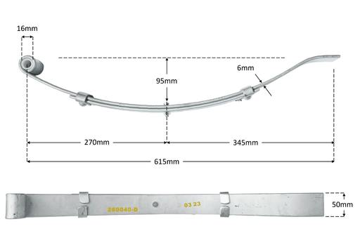 Trojan Multi Leaf Spring Kit Short Series 500kg 50mm Wide With Hardware Included For Easy Single Axle Install – view 2
