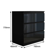 sue-e furniture Low boys 'Monaco' Black Chest of 3 drawers 'Monaco' Black Chest of 3 drawers