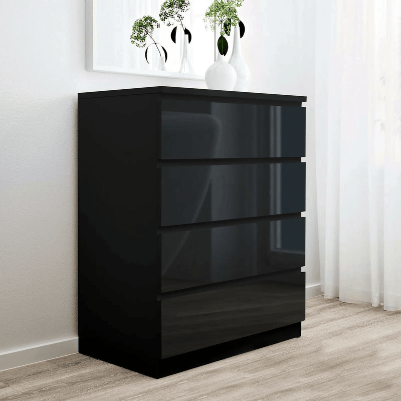 sue-e furniture Tall boys 'Monaco' Black Chest of 4 drawers 'Monaco' Black Chest of 4 drawers