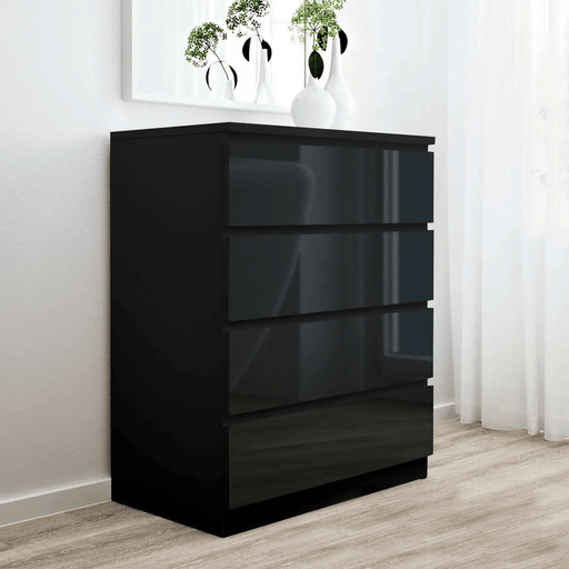 sue-e furniture Tall boys 'Monaco' Black Chest of 4 drawers 'Monaco' Black Chest of 4 drawers