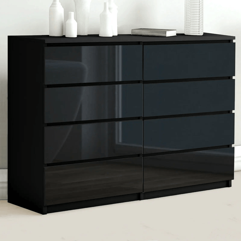 sue-e furniture Low boys 'Monaco' Black Chest of 8 drawers 'Monaco' Black Chest of 8 drawers