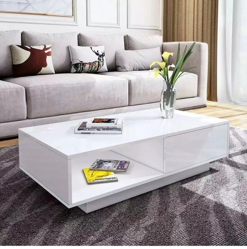 sue-e furniture Coffee tables 'Romote' White Gloss Coffee table with RGB LED Lighting 'Romote' White Gloss Coffee table with RGB LED Lighting