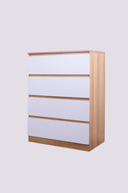 sue-e furniture Tall boys 'Monaco' Set of 4 drawers white + oak 'Monaco' Set of 4 drawers white + oak